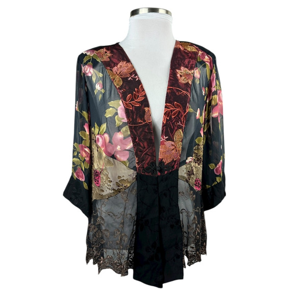 Spencer Alexis Floral Embroidered Cardigan Top Plus Size 2X Boho Fairy Artsy - Picture 3 of 15